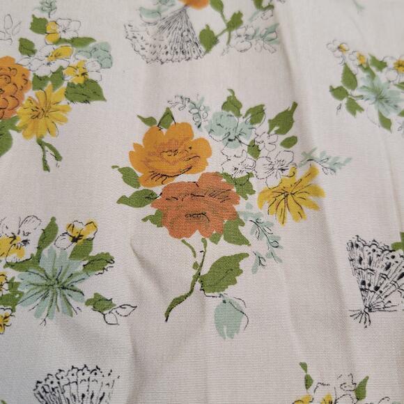 Vintage Enchanting Floral Fabric 2.5 Yards x 35" Yellow Orange Green Silky Feel - Picture 11 of 12